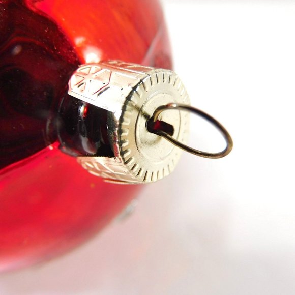 Double Mushroom Christmas Ornament Blown Glass  by Shavel  4" - Picture 7 of 10